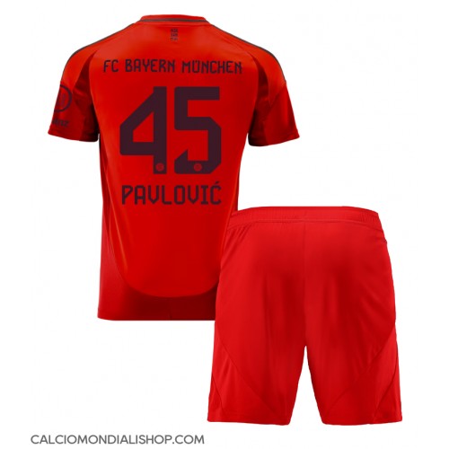 Maglie da calcio Bayern Munich Aleksandar Pavlovic #45 Prima Maglia Bambino 2024-25 Manica Corta (+ Pantaloni corti)